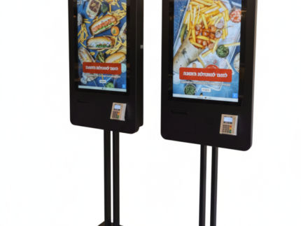 עמדת תשלום אינטראקטיבית 32" עם מסך טאץ', מחשב, מדפסת וקישוריות מלאה – מותאם לזיווד קיר או רגל