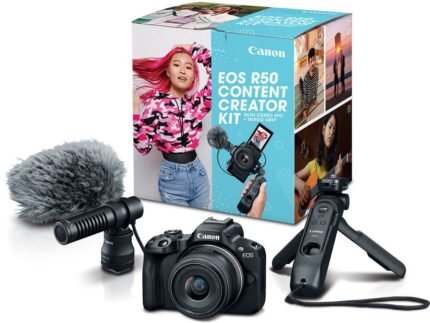 Canon EOS R50 Content Creator Kit | 24.2MP | RF-S 18-45mm | מיקרופון + חצובה | יוצרי תוכן
